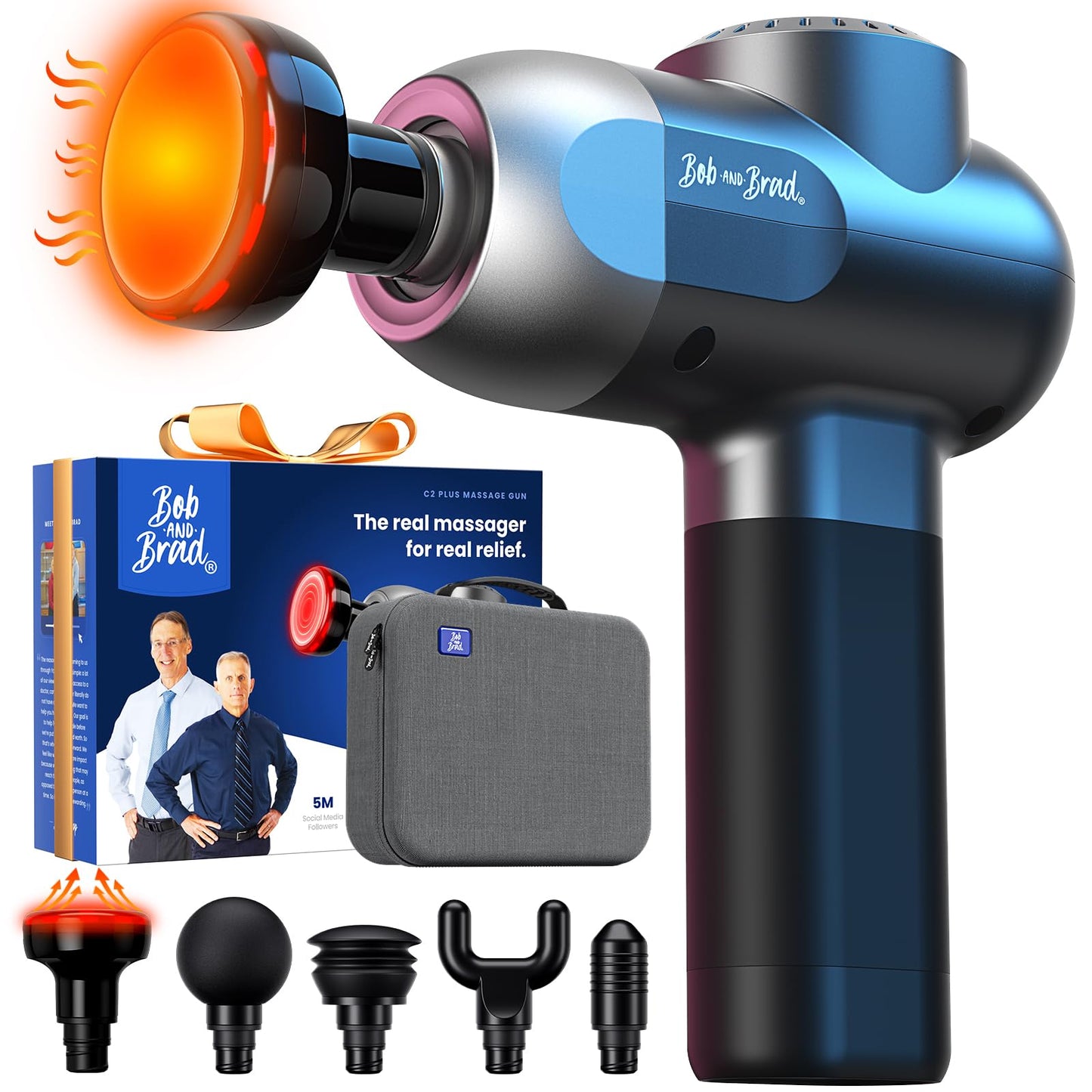 Deep Tissue Percussion Massage Gun with 5 Speeds & 5 Heads