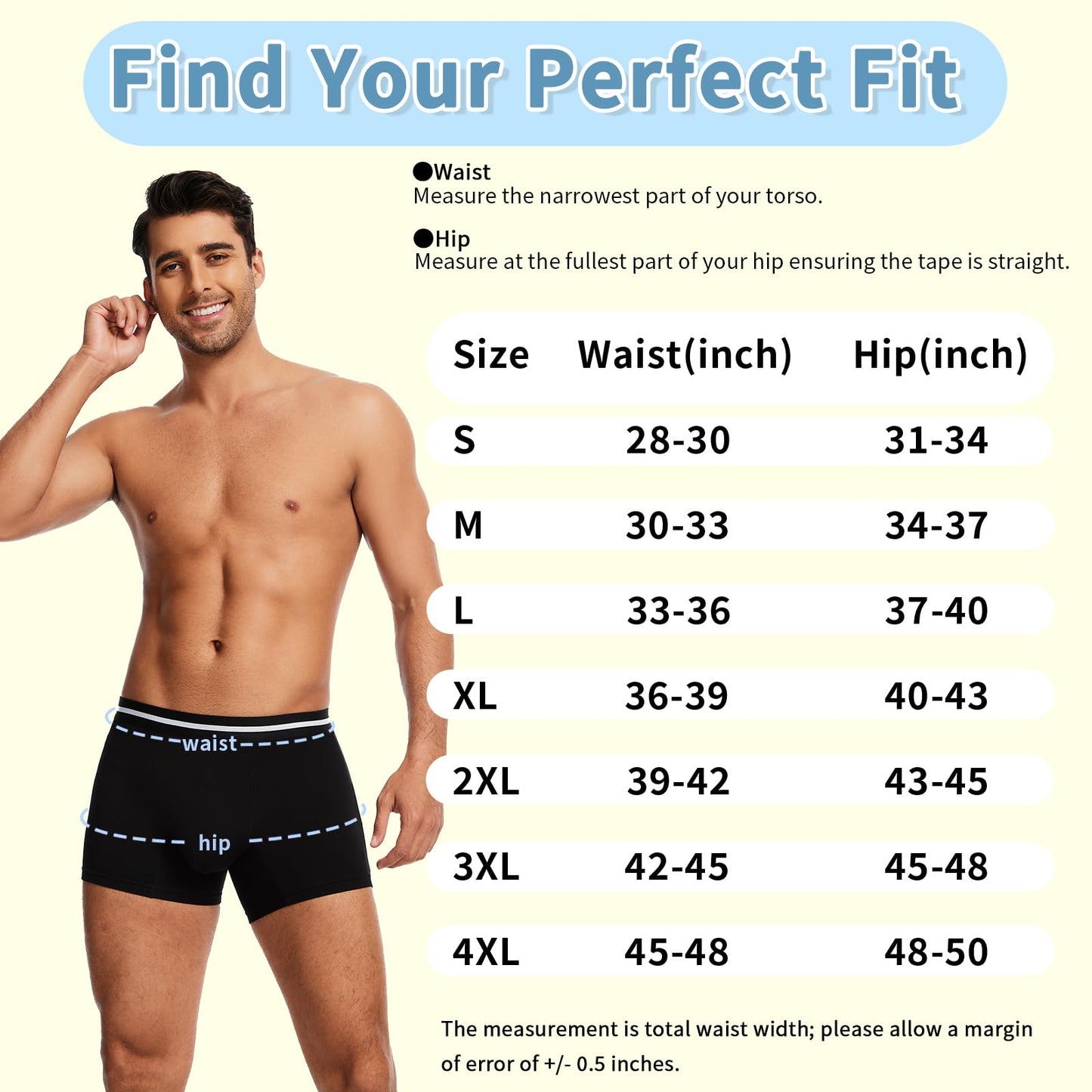 Washable Men’s Leakproof Incontinence Boxer Briefs with Light Absorbency