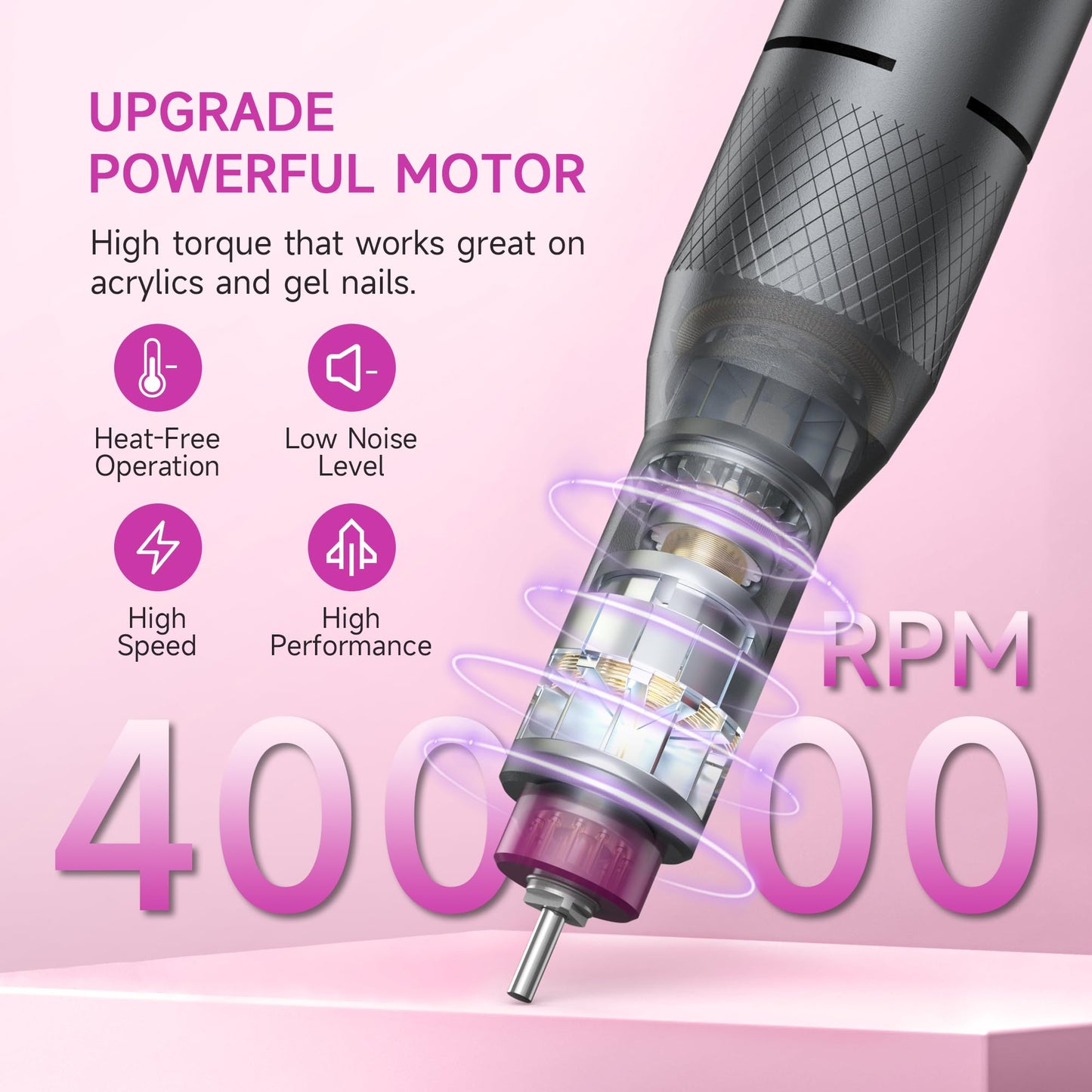 Cordless Rechargeable Electric Nail Drill Kit, 40,000 RPM