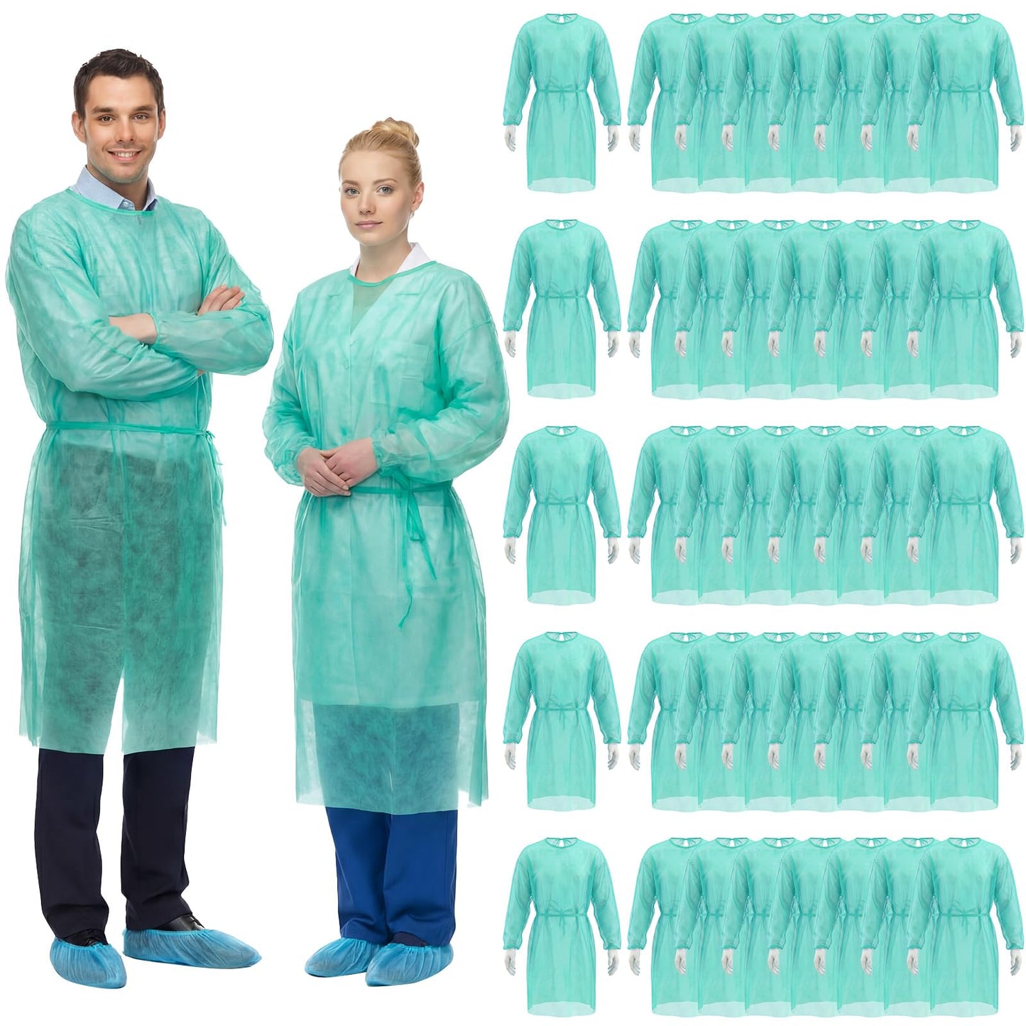 Disposable Isolation Gowns with Double-Tie Back and Elastic Cuffs