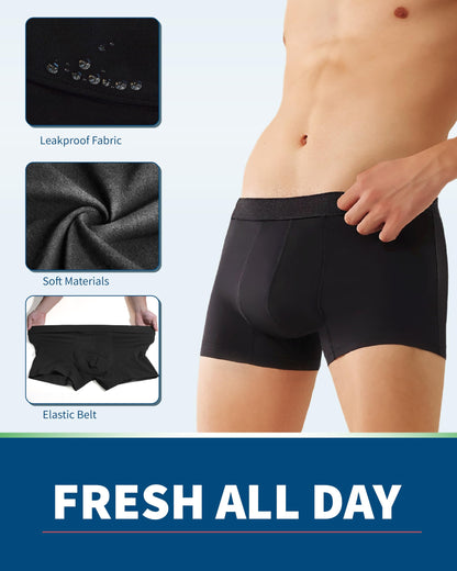 Washable Men’s Incontinence Underwear with Leakproof Absorbent Protection