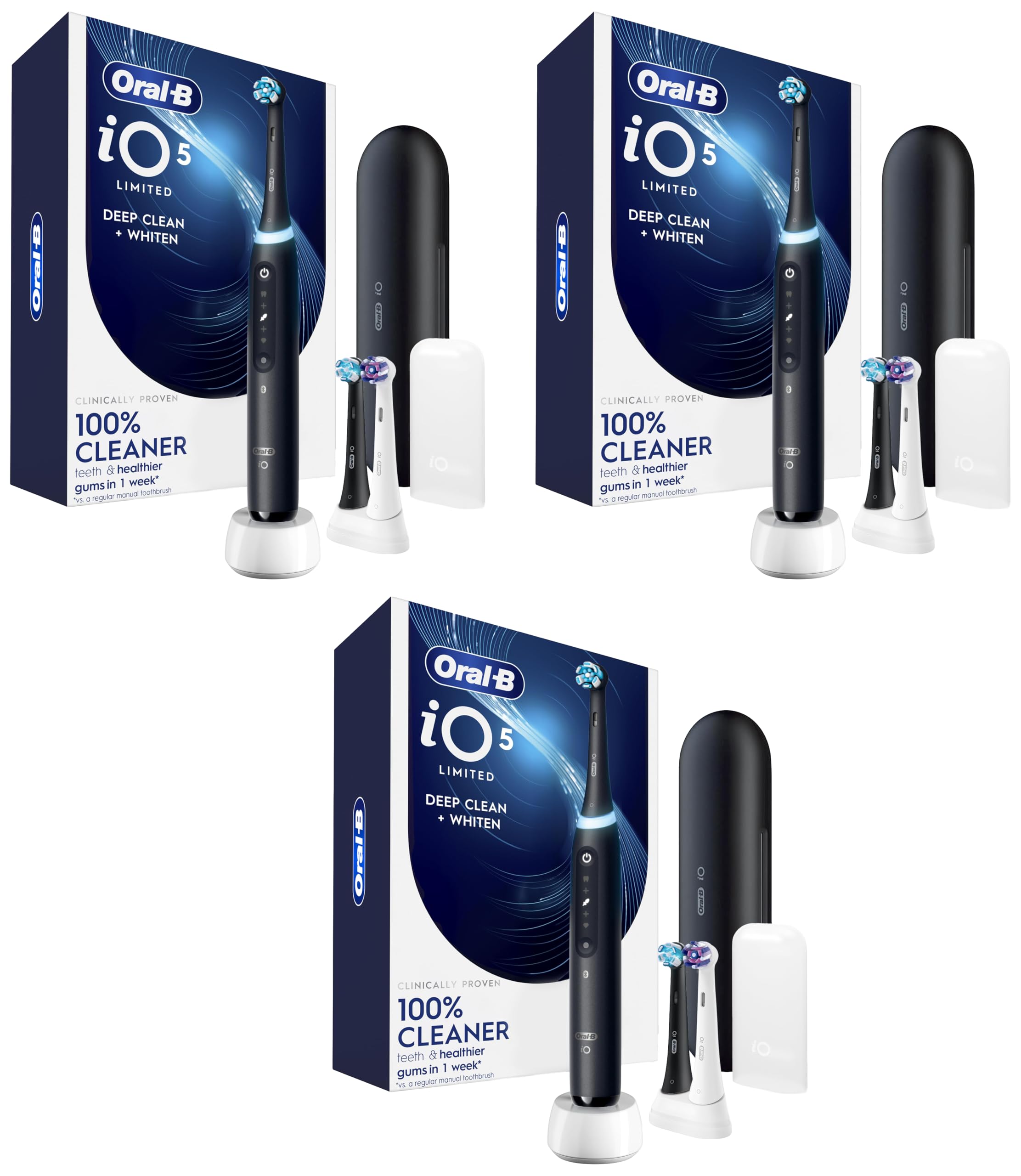 Rechargeable Smart Electric Toothbrush with Travel Case & 3 Brush Heads