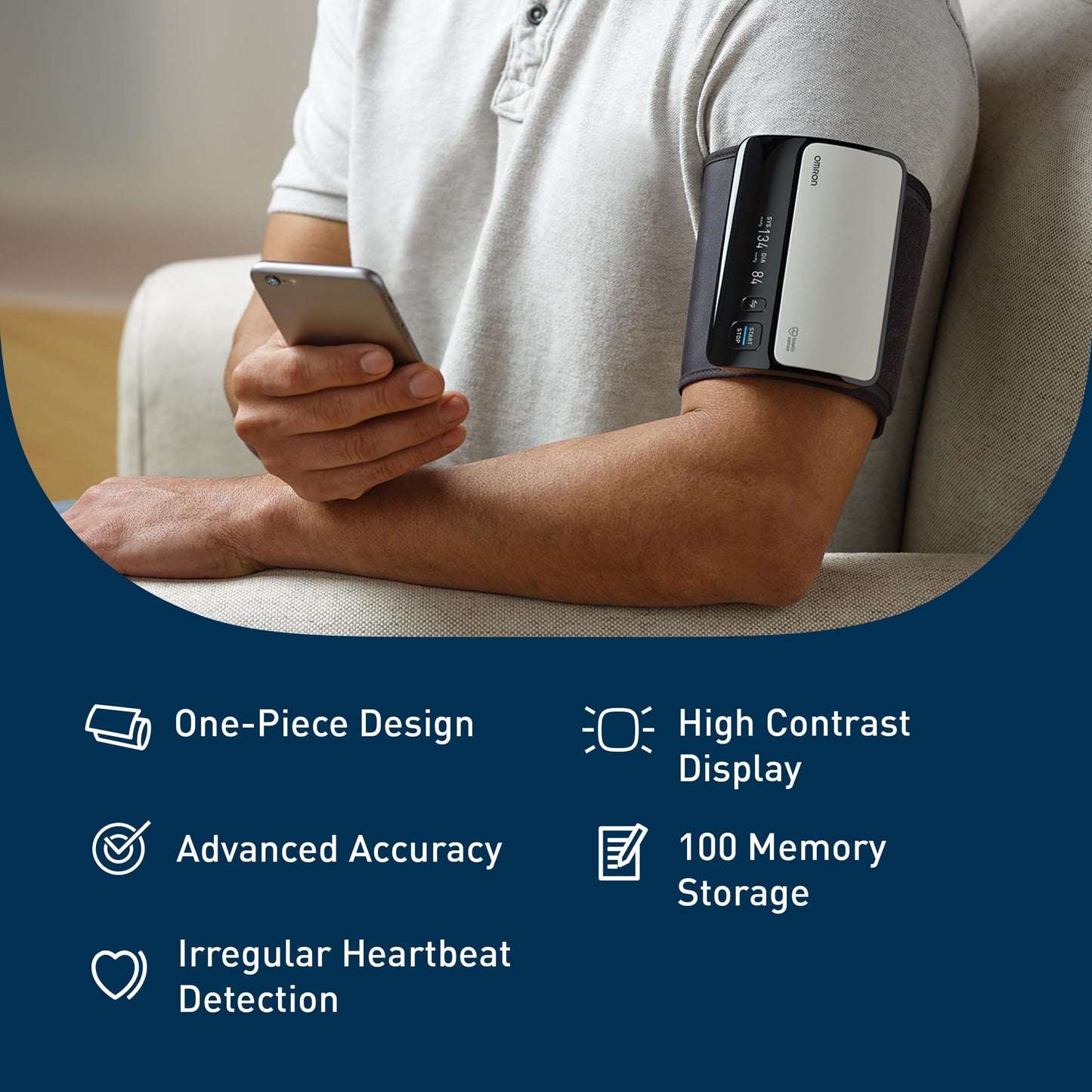 Wireless Upper Arm Blood Pressure Monitor with Bluetooth Connectivity
