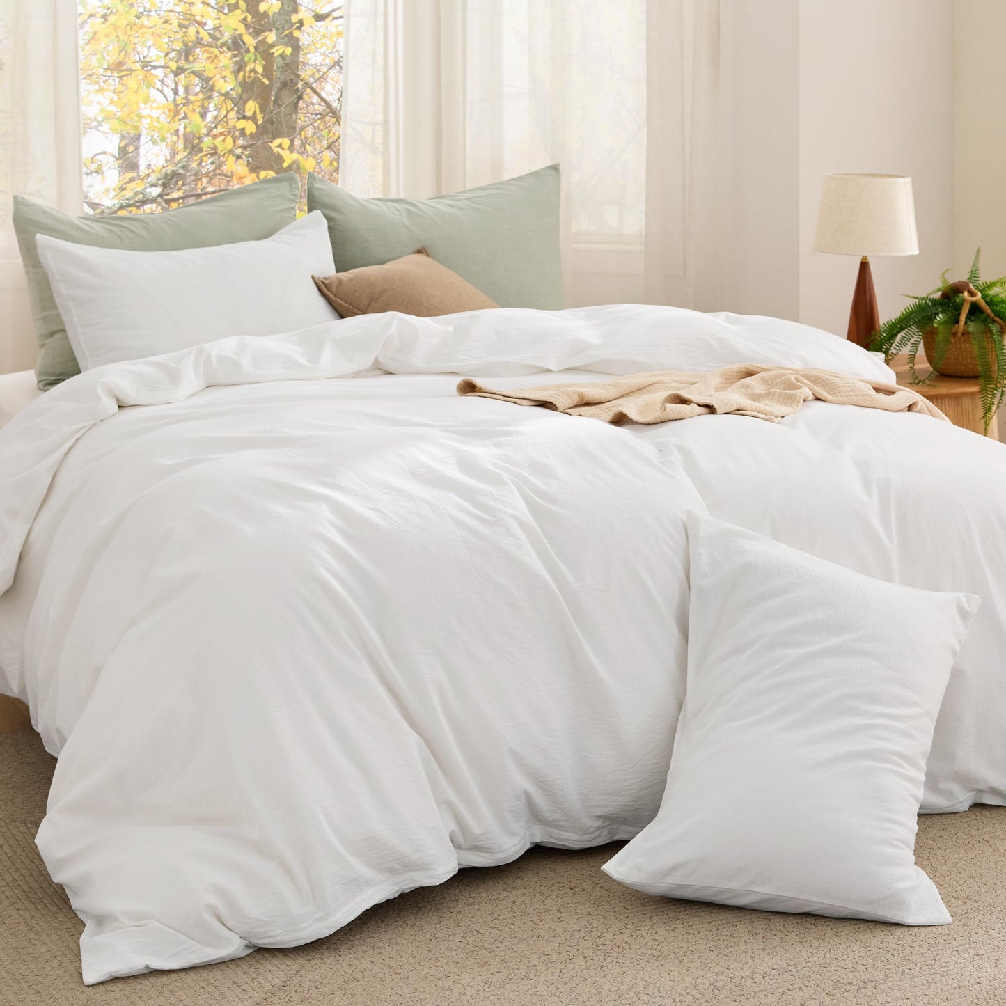 Cotton Comforter Set with Soft Microfiber Fill, 3 Pieces