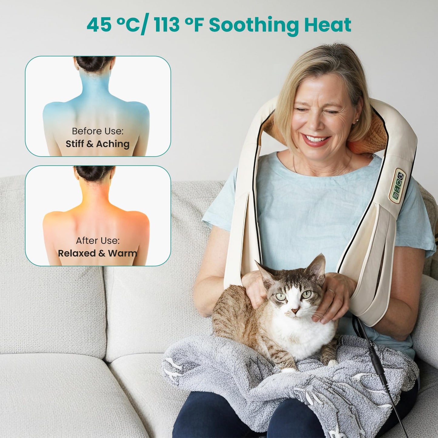 Nekteck Shiatsu Neck Massager with Heat for Pain Relief Deep Tissue