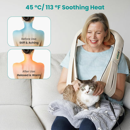 Nekteck Shiatsu Neck Massager with Heat for Pain Relief Deep Tissue