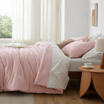 Cotton Comforter Set with Soft Microfiber Fill, 3 Pieces