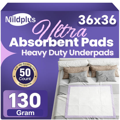 Extra-Large Disposable Underpads for Heavy Incontinence Protection, 50 Count