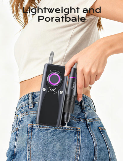USB Rechargeable Electric Nail Drill with 12 Bits, 45,000 RPM