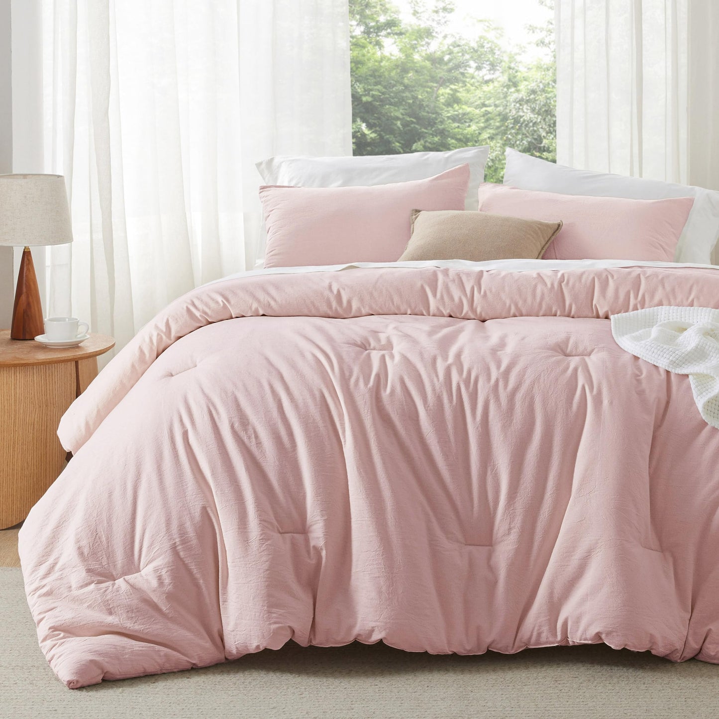 Cotton Comforter Set with Soft Microfiber Fill, 3 Pieces