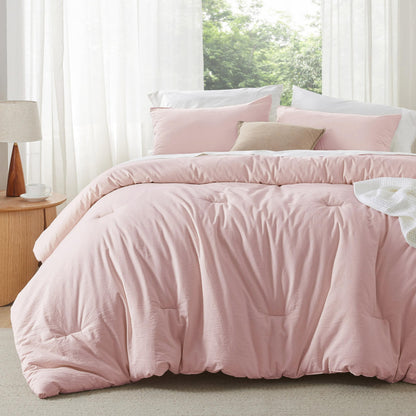 Cotton Comforter Set with Soft Microfiber Fill, 3 Pieces