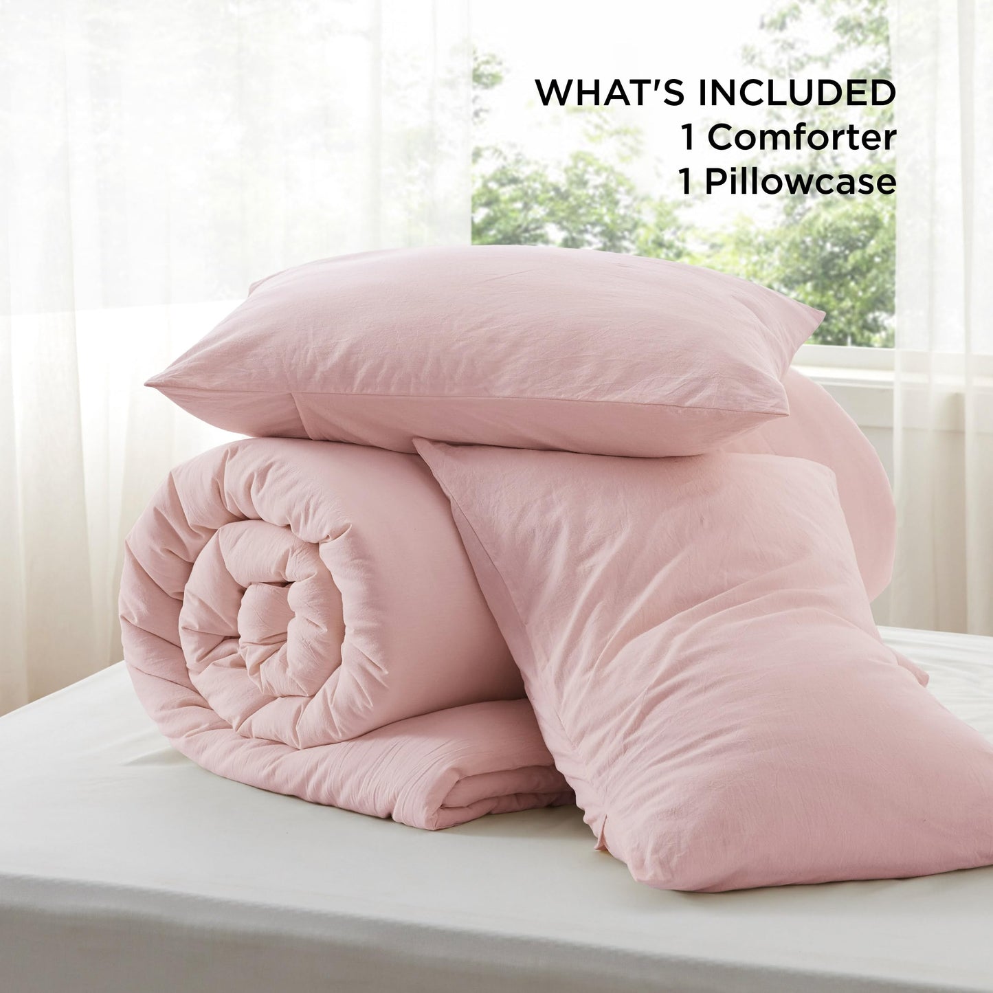 Cotton Comforter Set with Soft Microfiber Fill, 3 Pieces