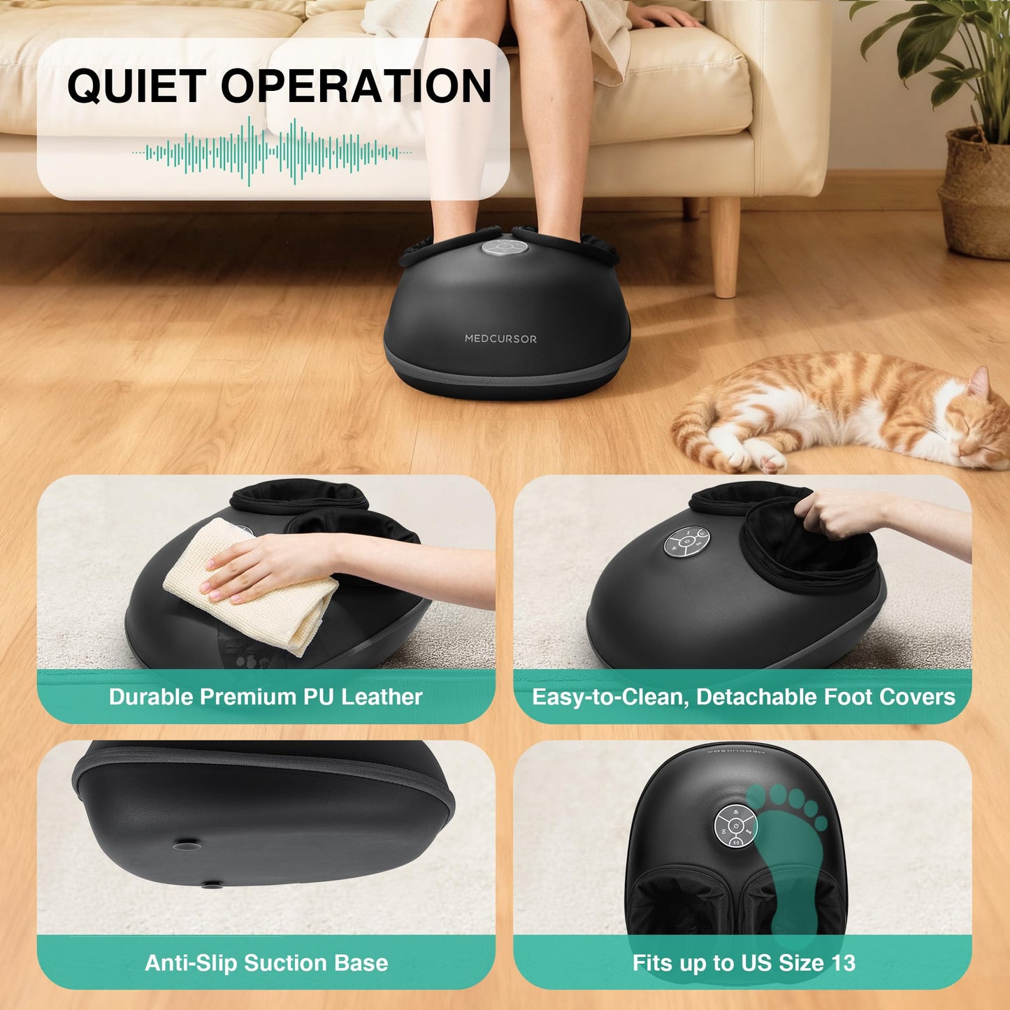 Heated Shiatsu Foot Massager with Air Compression & App Control