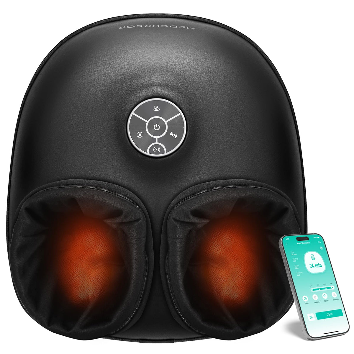 Heated Shiatsu Foot Massager with Air Compression & App Control
