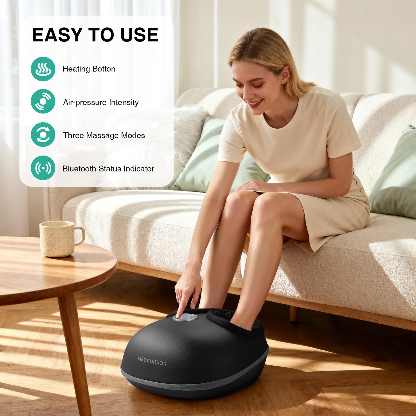 Heated Shiatsu Foot Massager with Air Compression & App Control