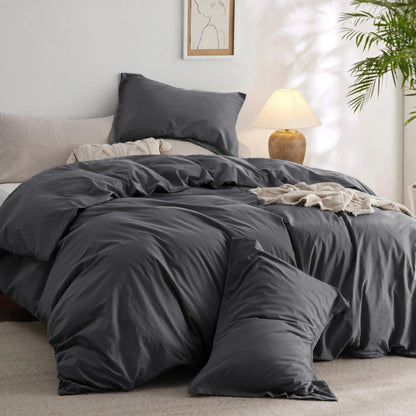 Cotton Comforter Set with Soft Microfiber Fill, 3 Pieces