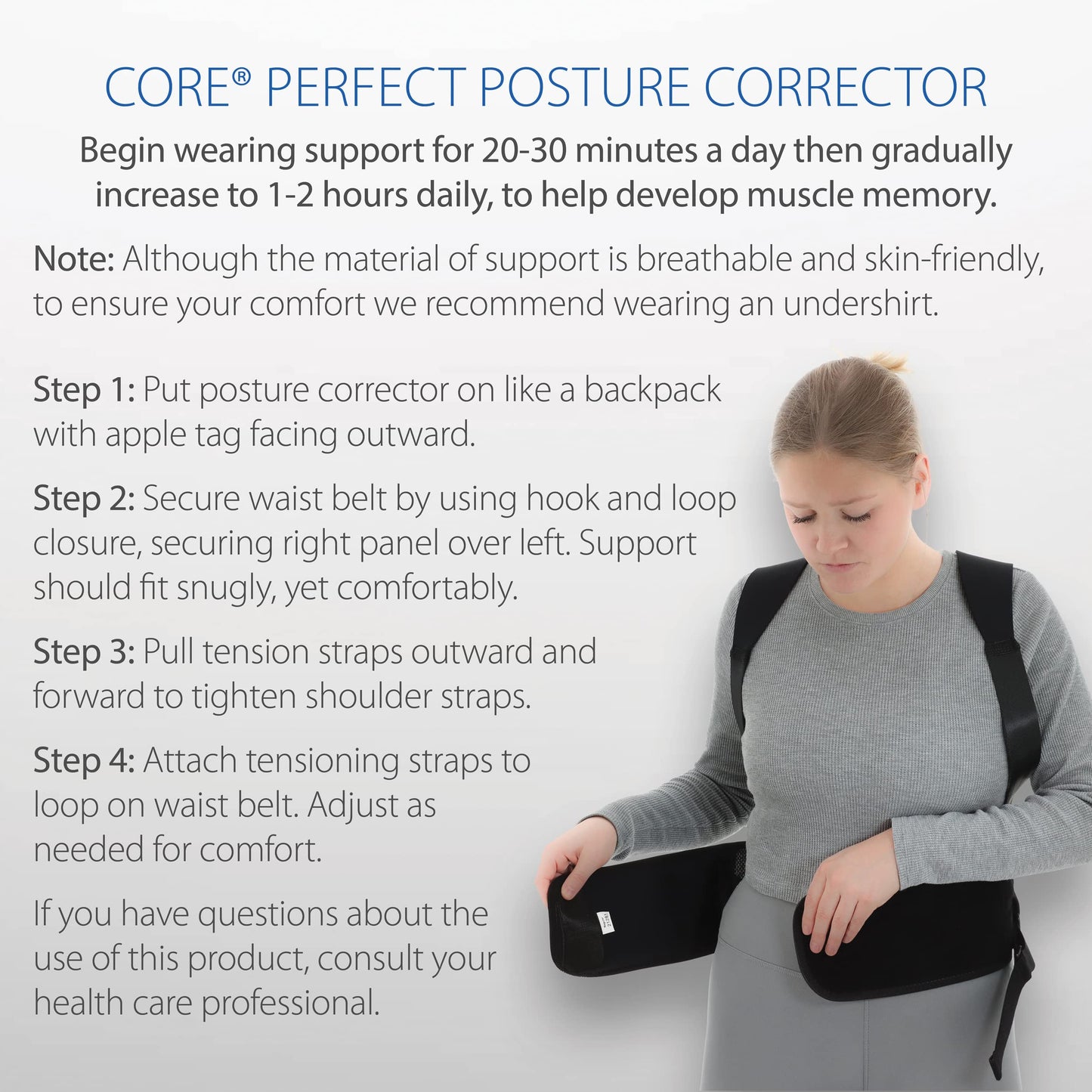 Core Products Perfect Posture Corrector, Black