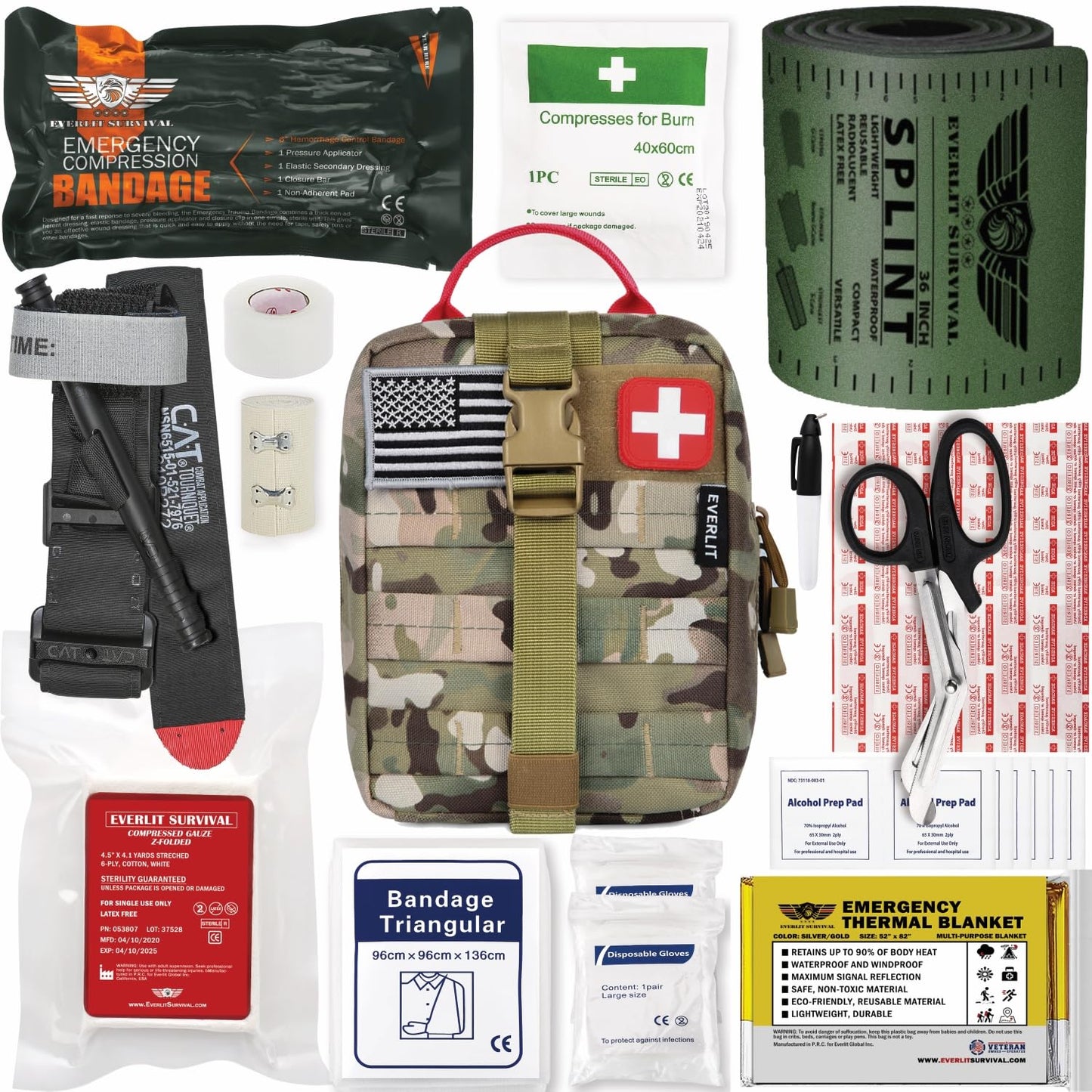 Emergency Trauma First Aid Kit with Tourniquet and 36-Inch Splint