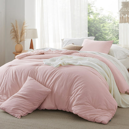 Cotton Comforter Set with Soft Microfiber Fill, 3 Pieces