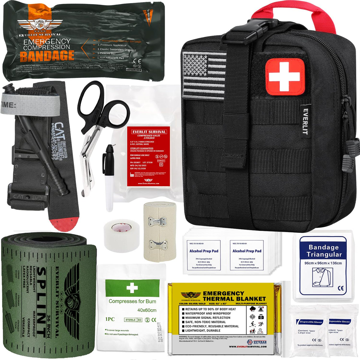 Emergency Trauma First Aid Kit with Tourniquet and 36-Inch Splint