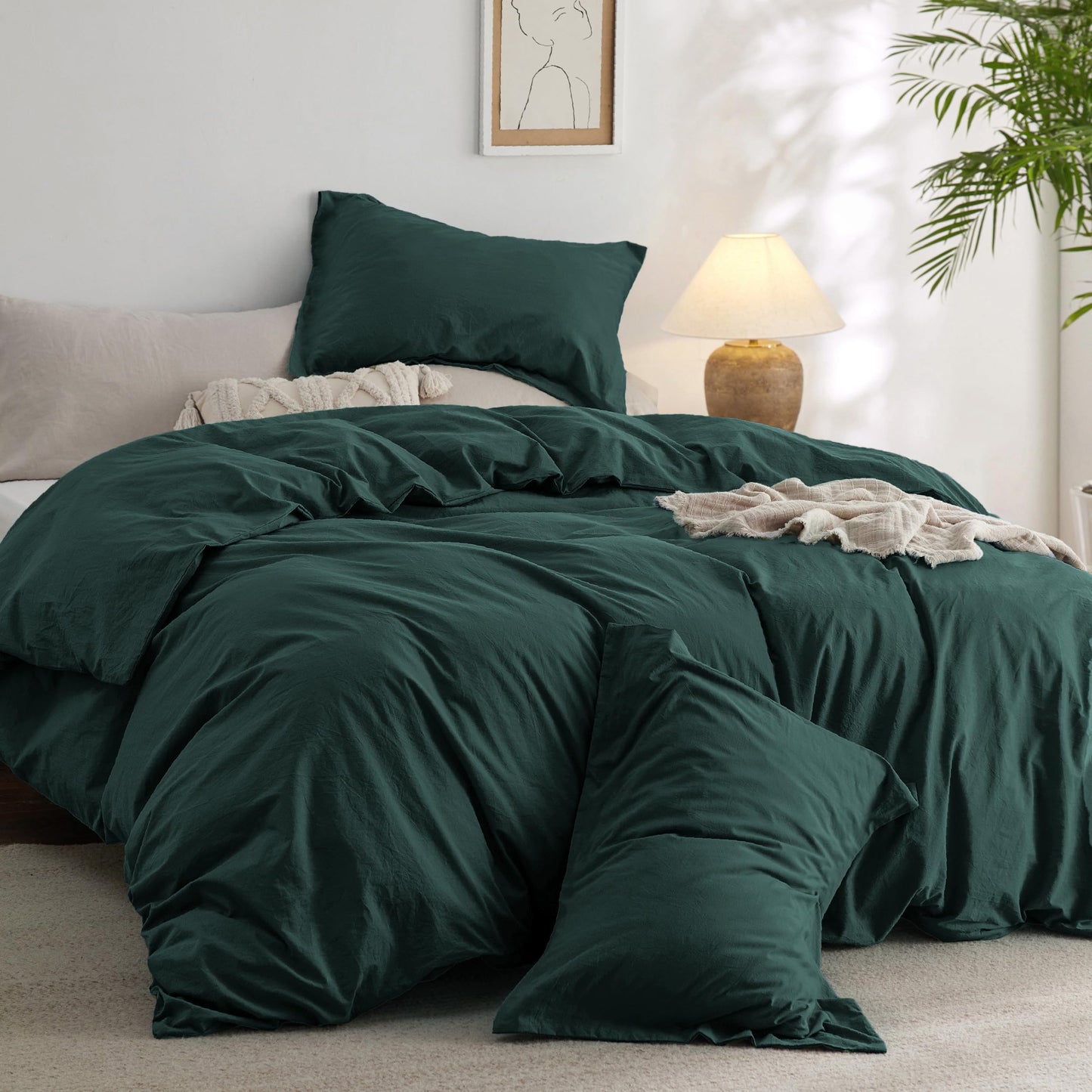 Cotton Comforter Set with Soft Microfiber Fill, 3 Pieces