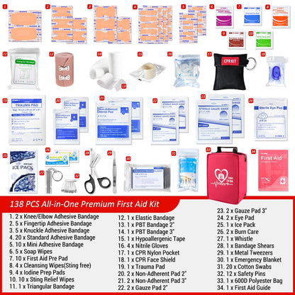 Comprehensive Trauma First Aid Kit with Labeled Compartments and MOLLE System