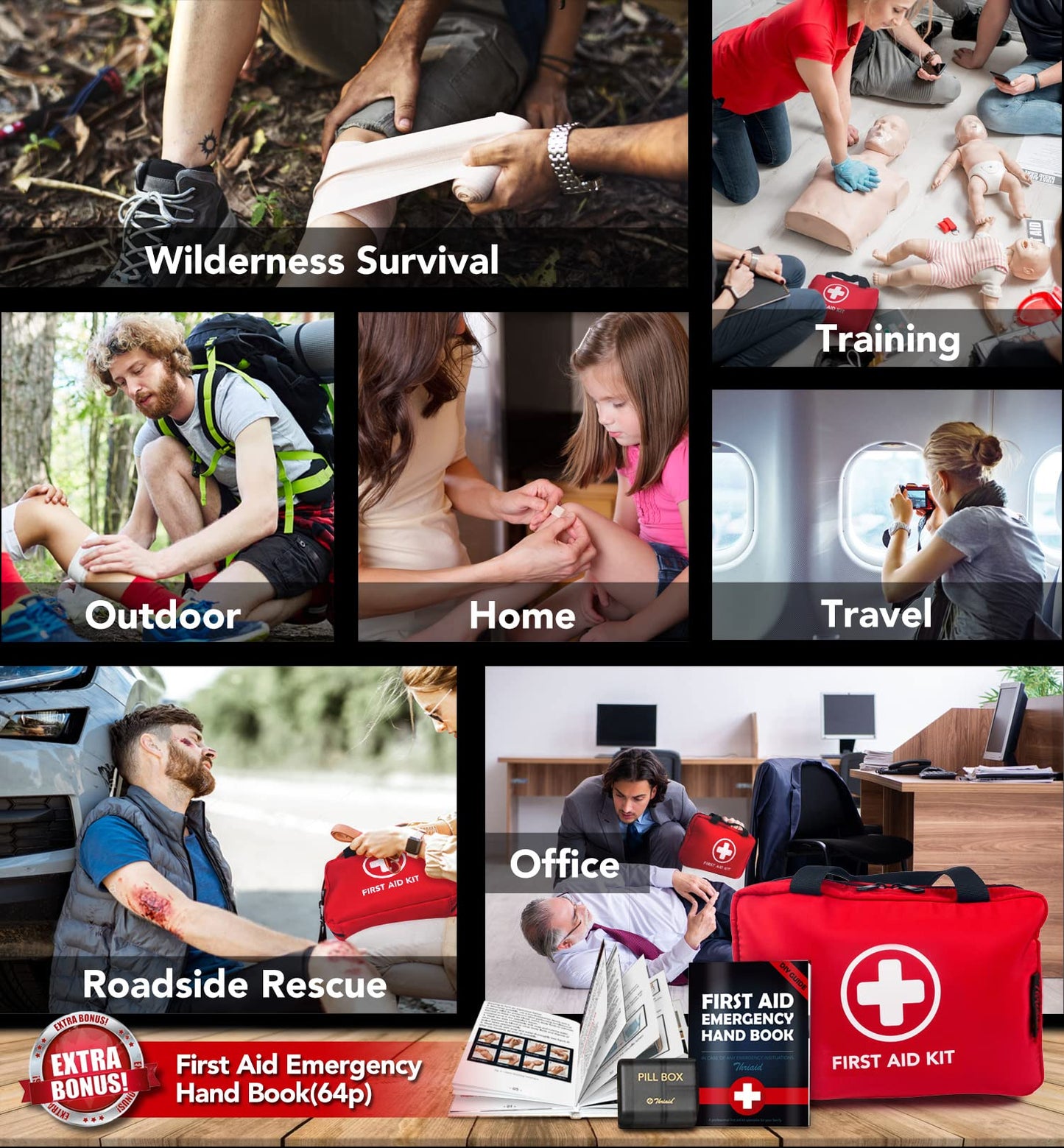 330-Piece Waterproof First Aid Kit for Home, Travel & Outdoor Emergencies