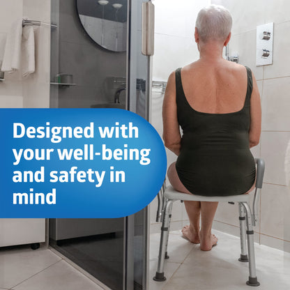 Shower Chair with Padded Armrests and Back, 350 lb Capacity