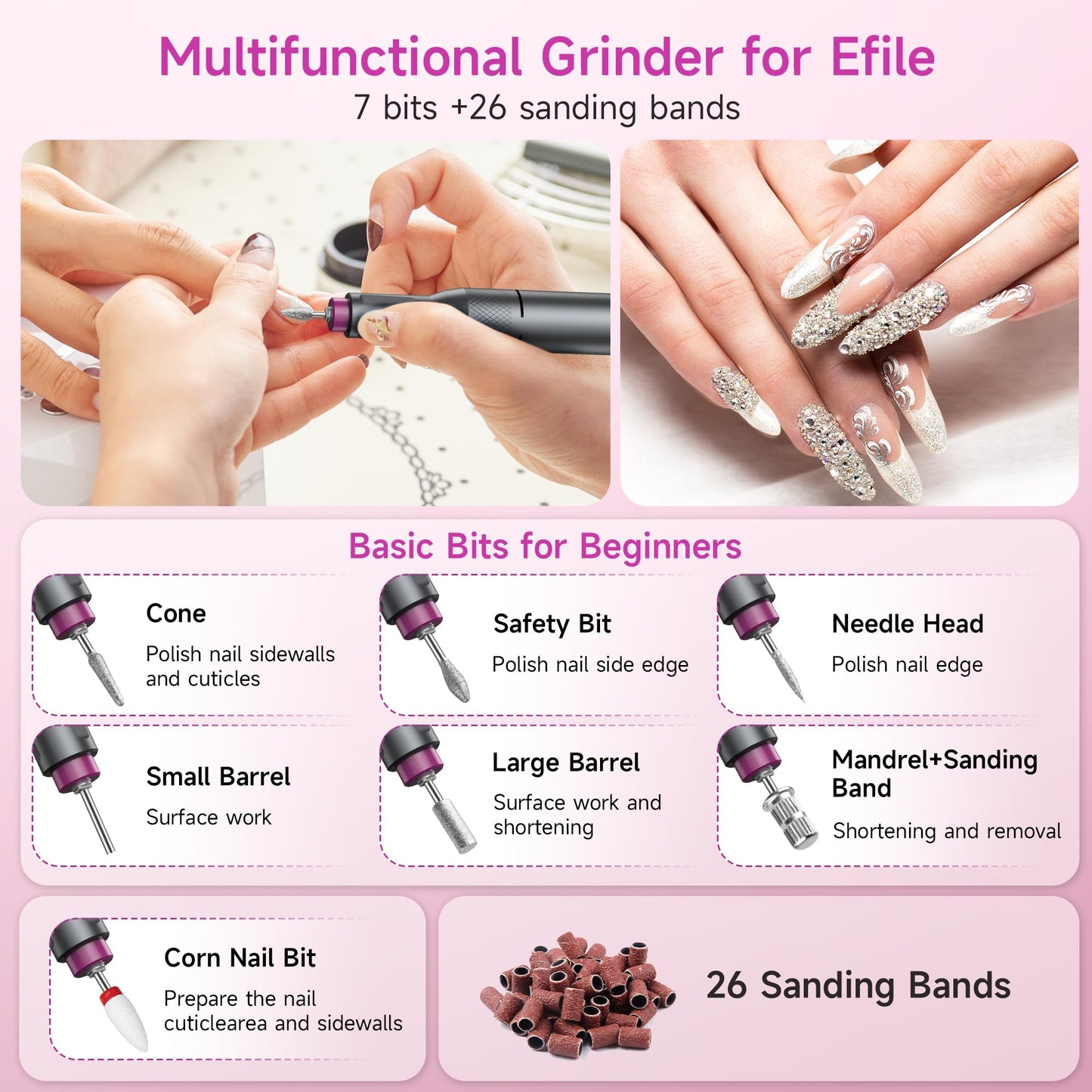 Cordless Rechargeable Electric Nail Drill Kit, 40,000 RPM