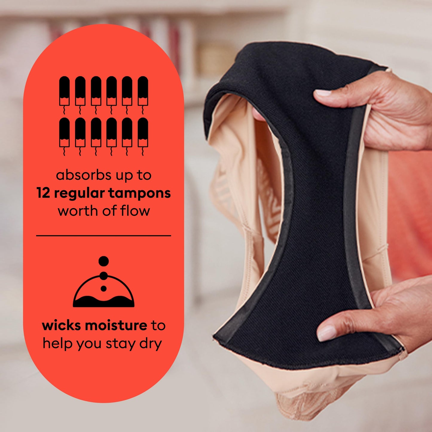 High-Waist Absorbent Period Underwear for All-Day Leak Protection