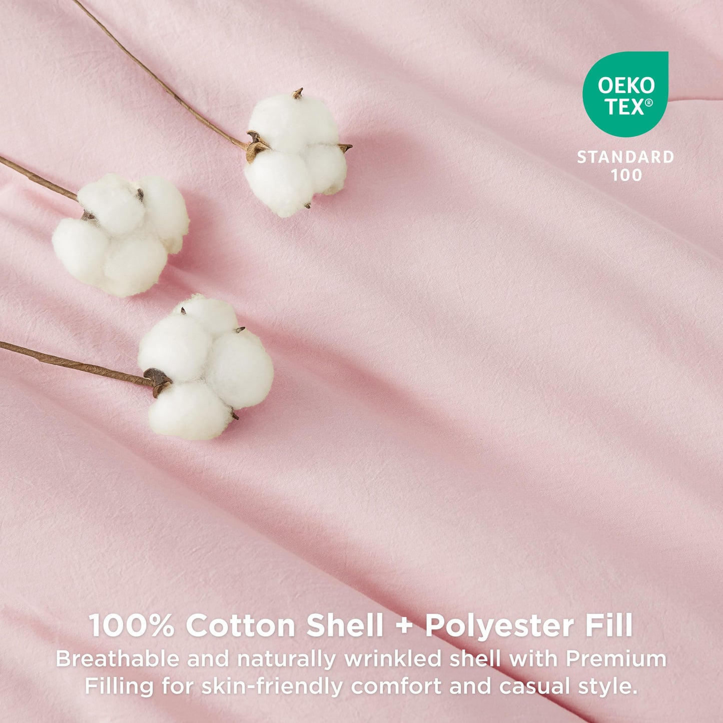 Cotton Comforter Set with Soft Microfiber Fill, 3 Pieces