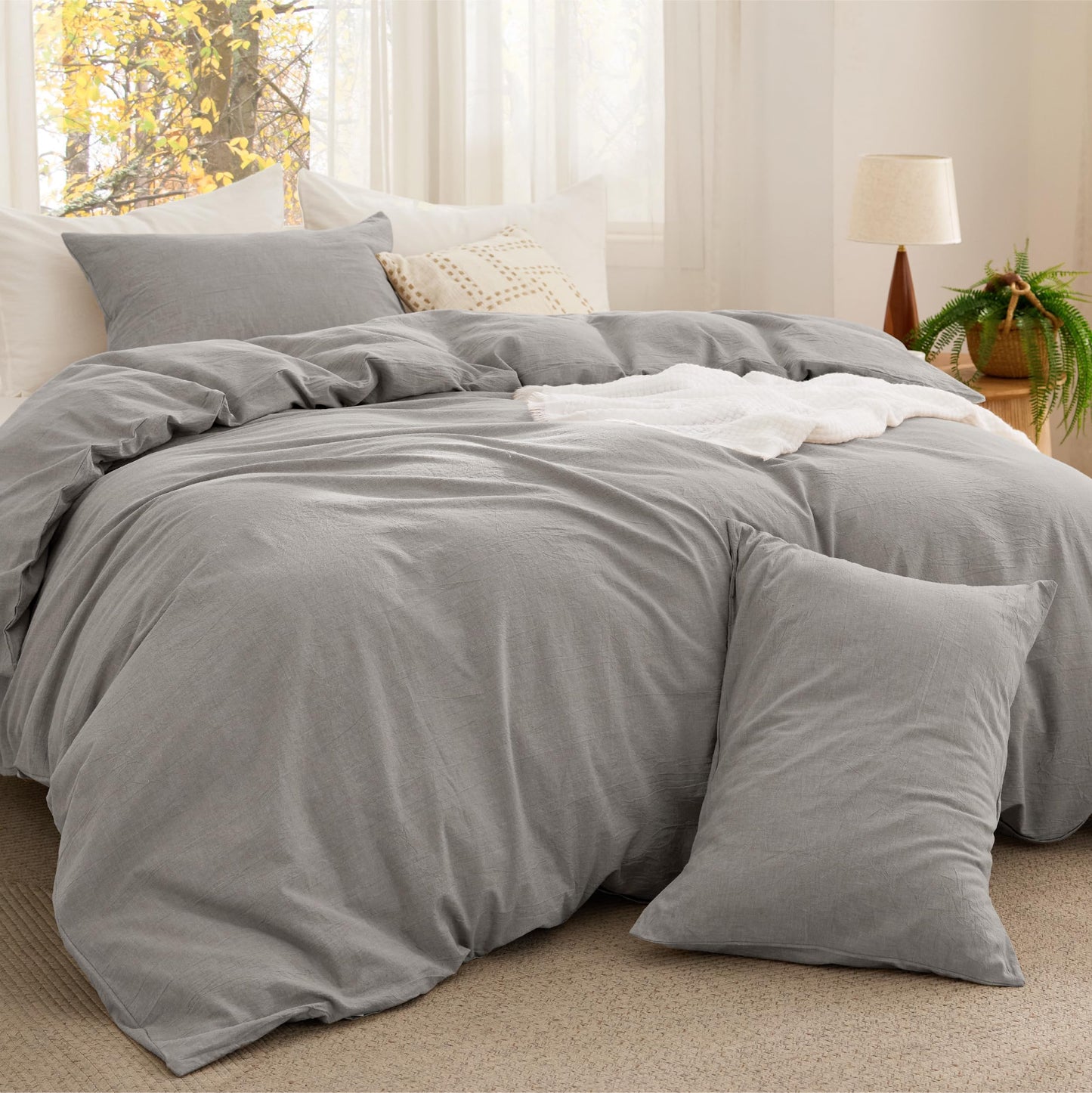 Cotton Comforter Set with Soft Microfiber Fill, 3 Pieces