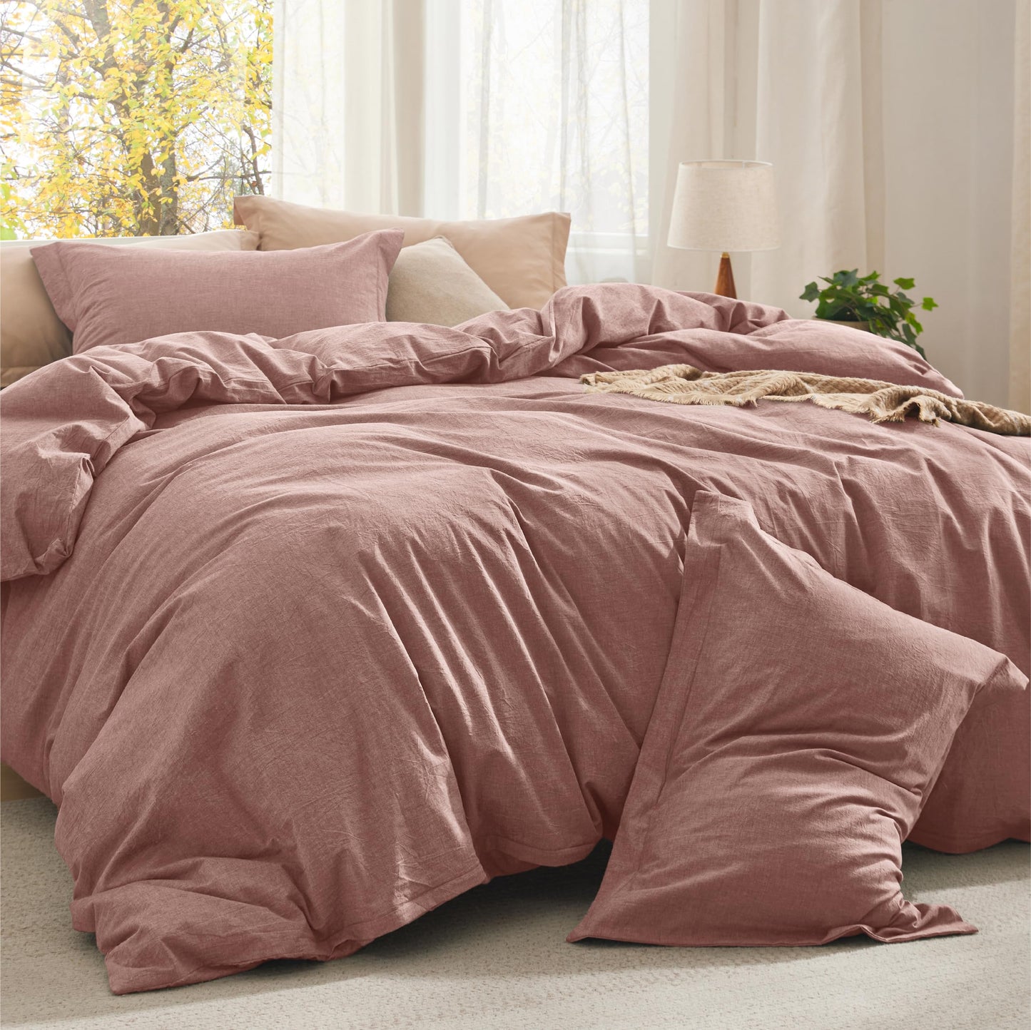 Cotton Comforter Set with Soft Microfiber Fill, 3 Pieces