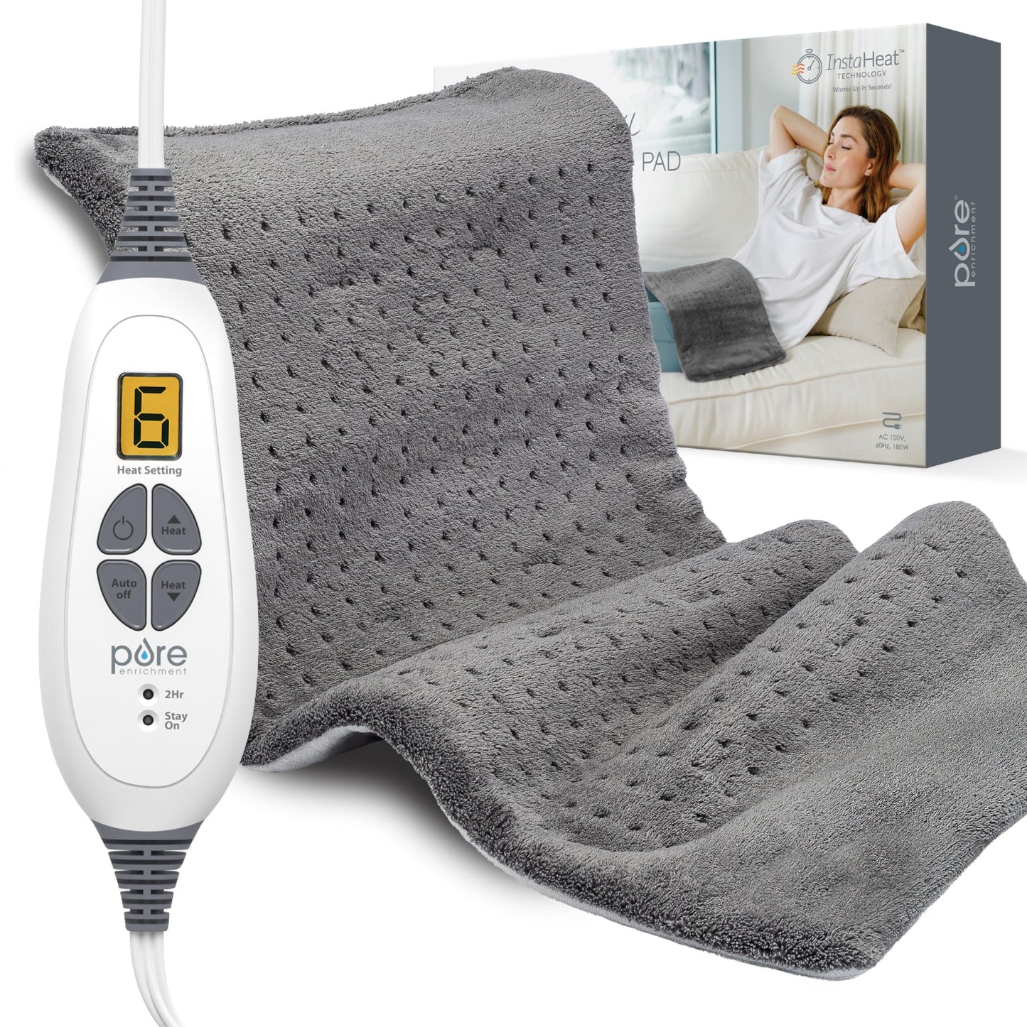 XL Electric Heating Pad with 6 Heat Settings & Auto-Off