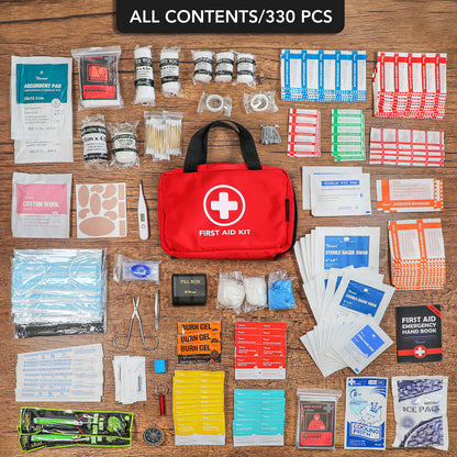 330-Piece Waterproof First Aid Kit for Home, Travel & Outdoor Emergencies